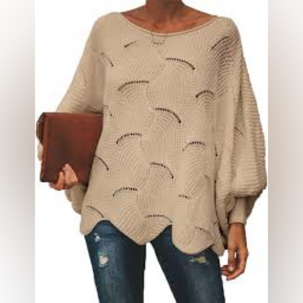 Main Strip Cream Crew Neck Sweater with Textured Knit